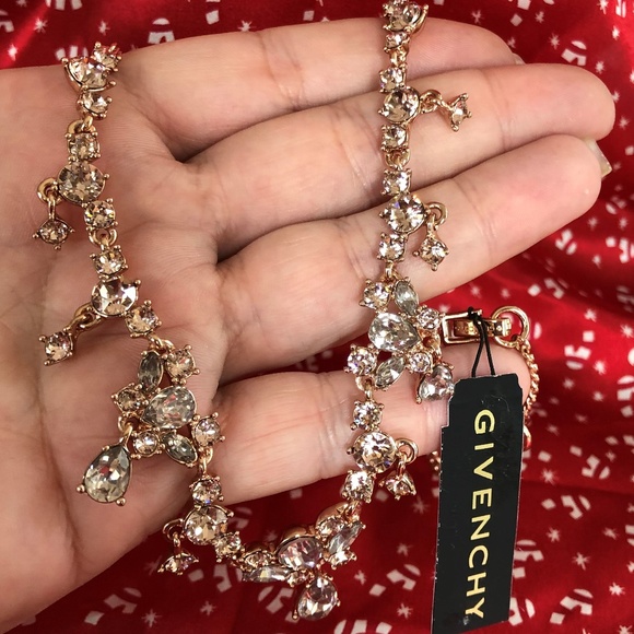 Givenchy Rhinestone Rose Gold tone Necklace - Picture 1 of 5